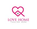 House Combined With Heart Simple Love Home logo