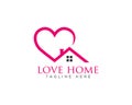 House Combined With Heart Simple Love Home logo