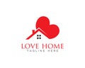 House Combined With Heart Simple Love Home logo