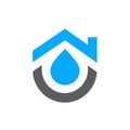 House combined with water symbol. Home plumbing logo design - Vector Royalty Free Stock Photo