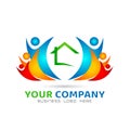 House community model abstract, family together real estate logo vector.