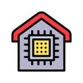 House with computer chip, Future technology filled design icon Royalty Free Stock Photo