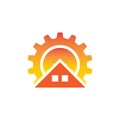 house concept logo and gears as any mechanical service