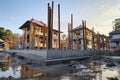 House construction Cement floor and pillars are successfully poured for structural stability Royalty Free Stock Photo