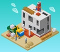 House Construction Isometric Composition Royalty Free Stock Photo