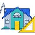 House construction and measure tool vector icon