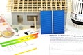 House with a construction plan and solar panel planning Royalty Free Stock Photo