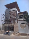 house construction project with modern artistic design, the process of building a 3-story luxury house