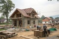 House construction site in village area Royalty Free Stock Photo
