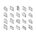 House Constructions Collection isometric icons set vector