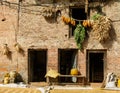 House with corn cobs hanged to dry in Nepal Royalty Free Stock Photo