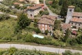 House or cottage in the middle of summer with a beautiful garden and swimming pool in Tuscany. The place is romantic and makes you Royalty Free Stock Photo