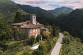 House or cottage in the middle of summer with a beautiful garden and swimming pool in Tuscany. The place is romantic and makes you Royalty Free Stock Photo