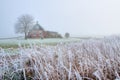 House in the countryside in the fog Royalty Free Stock Photo