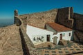 House and courtyard encircled by wall at the Marvao Castle Royalty Free Stock Photo