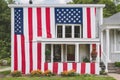 House covered with American flags Royalty Free Stock Photo