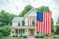 House covered with American flags Royalty Free Stock Photo