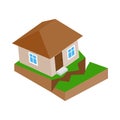 House with crack in the ground icon