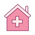 House with cross line and fill style icon vector design