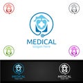 House Cross Medical Hospital Logo for Emergency Clinic Drug store or Volunteers Royalty Free Stock Photo
