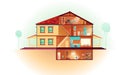 House cross section rooms plan cartoon vector Royalty Free Stock Photo