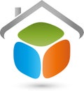 House and cubes in color, real estate and real estate agent logo, Icon