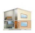 House cut with interiors and part facade. Vector Royalty Free Stock Photo