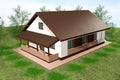 House 3D Render aerial view