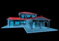 House (3D xray blue transparent) Royalty Free Stock Photo