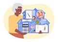 House decluttering for retirement flat concept vector spot illustration