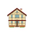 House decorated in style half-timbered framework, illustration