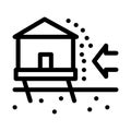 House demolishes with wind icon vector outline illustration Royalty Free Stock Photo