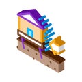 House demolishes with wind isometric icon vector illustration Royalty Free Stock Photo