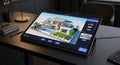 house design software on tablet at modern workspace Royalty Free Stock Photo