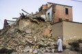 house destroyed by the earthquake, in the high atlas of morocco