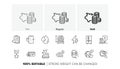 House dimension, Security app and Piggy bank line icons. For web app, printing. Line icons. Vector