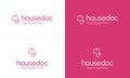 house doctor logo design on isolated background, house with stethoscope logo concept modern Royalty Free Stock Photo