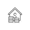 house, dollar, coins icon. Simple thin line, outline vector of Real Estate icons for UI and UX, website or mobile application Royalty Free Stock Photo