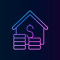 House, dollar, coins nolan icon. Simple thin line, outline vector of real estateicons for ui and ux, website or mobile application Royalty Free Stock Photo