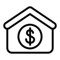 House with dollar line icon. Dollar and real estate vector illustration isolated on white. Loan mortgage outline style Royalty Free Stock Photo