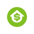 House and dollar logo icon design, home with money symbol, vector illustration Royalty Free Stock Photo