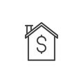 House with dollar sign outline icon Royalty Free Stock Photo