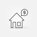 House with Dollar Sign outline vector concept icon Royalty Free Stock Photo