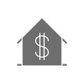 House with dollar sign, sale of apartment grey icon. Royalty Free Stock Photo