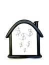 House with a dollar sign. Sale of immobility, home