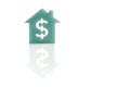 House with dollar sign with shadow on white background. Inflation and the economic crisis. Property value. Royalty Free Stock Photo