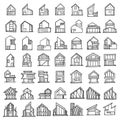 House Doodle vector icon set. Drawing sketch illustration hand drawn line eps10 Royalty Free Stock Photo