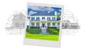 House Drawing With Picture Frame Above Containing Finished Construction Royalty Free Stock Photo