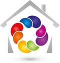 House and drops in color, real estate and painter logo