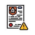 house earthquake accident insurance color icon vector illustration